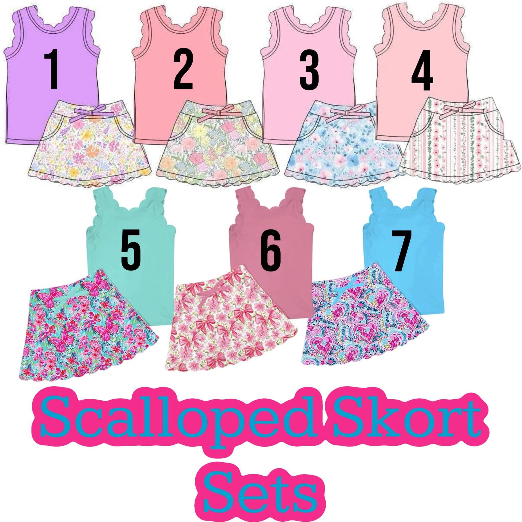 Scalloped Skorts Sets (RTS)