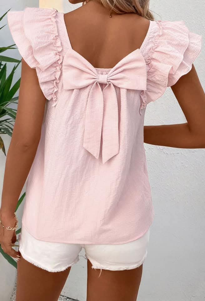 Women's Pink Bow Blouse (RTS)