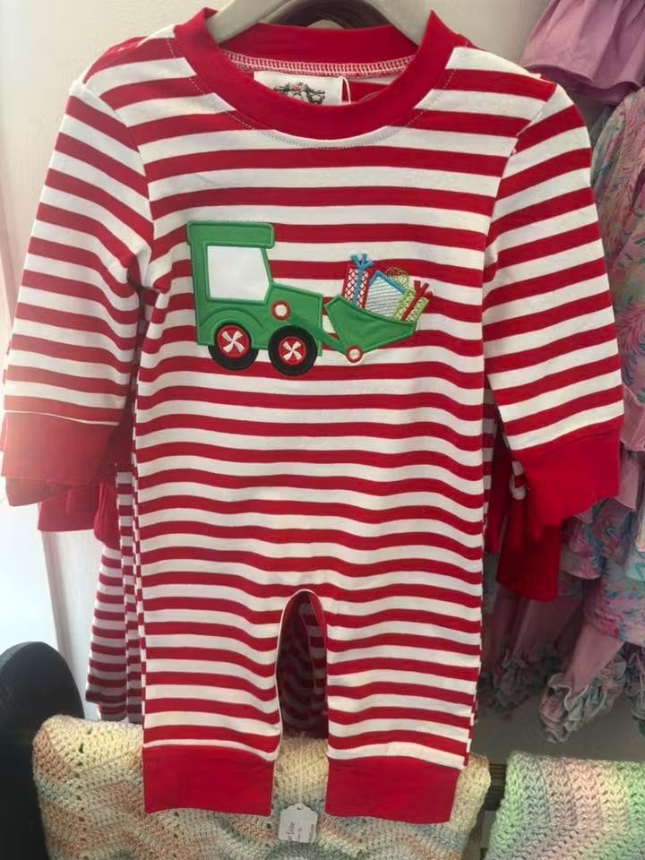 Stripe Excavator Romper (RTS)