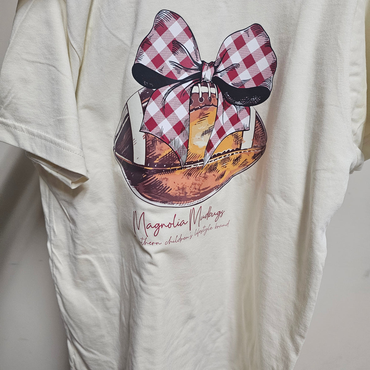 Plaid Bow & Football - (RTS)