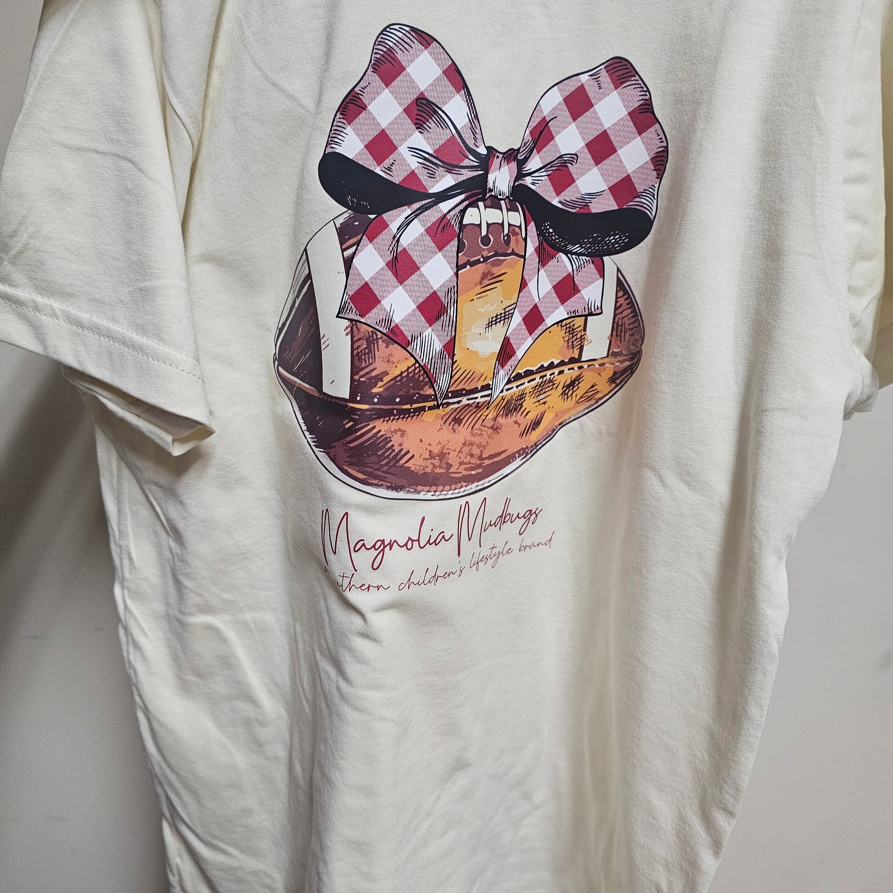 Plaid Bow & Football - (RTS)