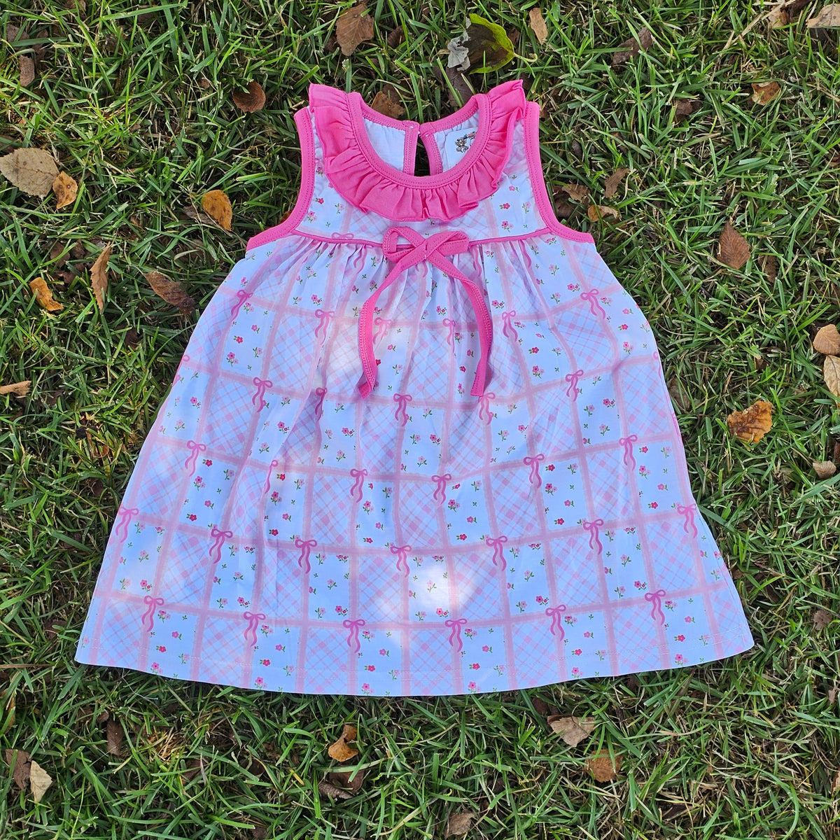 Pink Patchwork Floral & Bows Dress (RTS)
