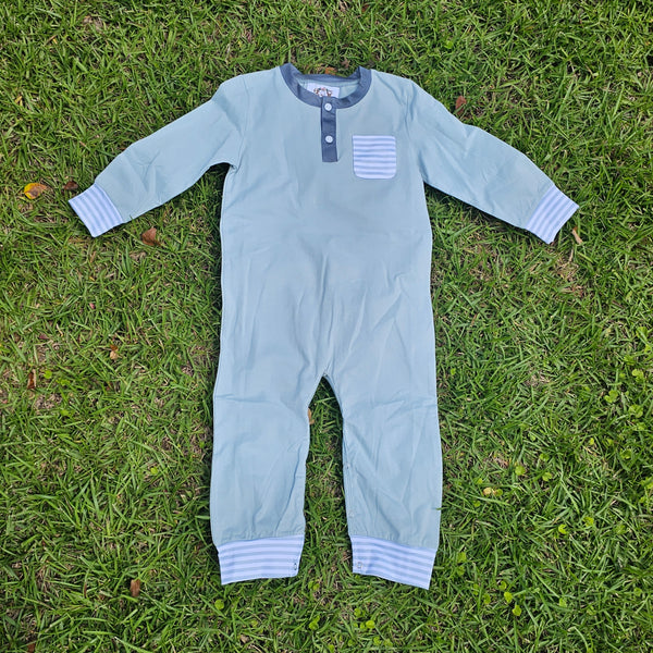 Sage Stripes - Boy Romper (RTS)