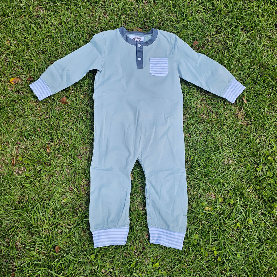 Sage Stripes - Boy Romper (RTS)
