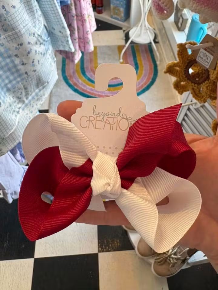 Cranberry & White 4.5" Bow (RTS)