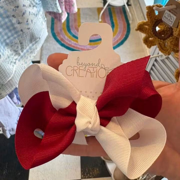 Cranberry & White 4.5" Bow (RTS)