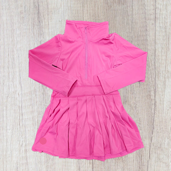 Collar Zipper Athletic Dress W/Logo - Pink (RTS)