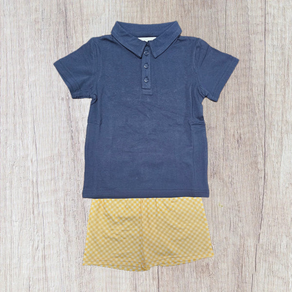 Navy & Mustard Gingham - Boy Set (RTS)