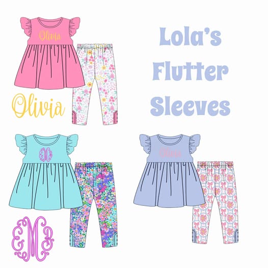 Lola's Flutter Sleeve Sets - Blue (RTS)