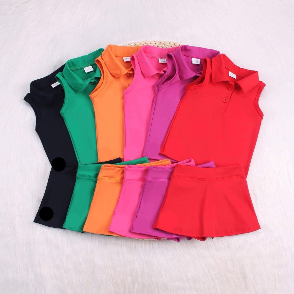 Collared Athletic Skort Set W/Logo - Hot Pink (RTS)