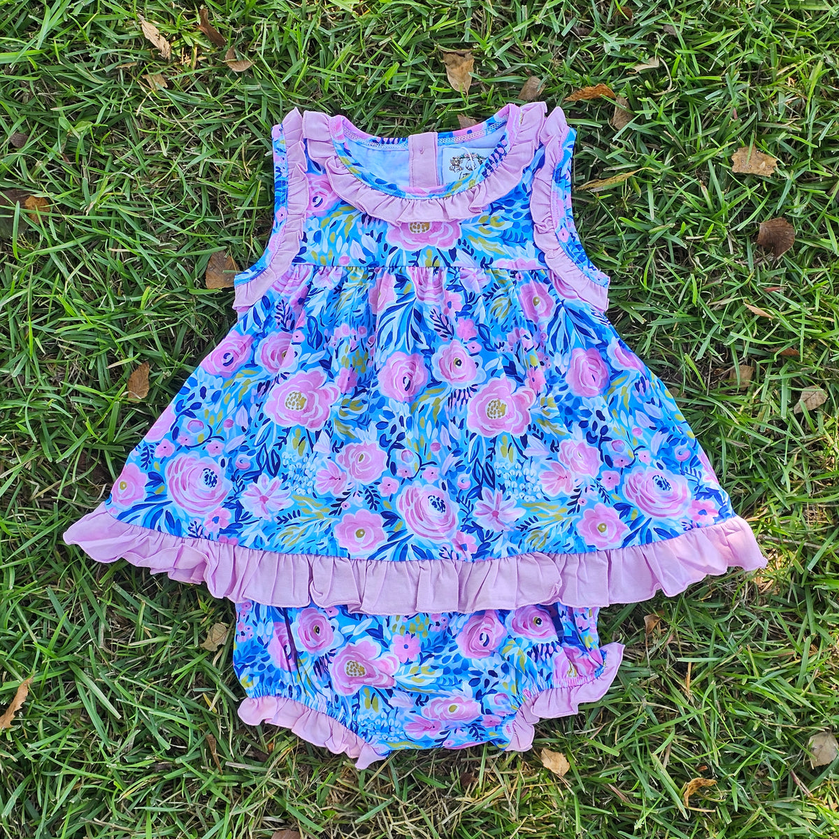 Blakely's Blue Floral & Gingham - Bloomer (RTS)