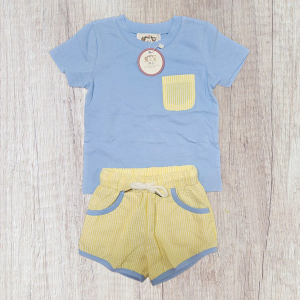 Yellow & Blue Seersucker Collection- Boy Set (RTS)