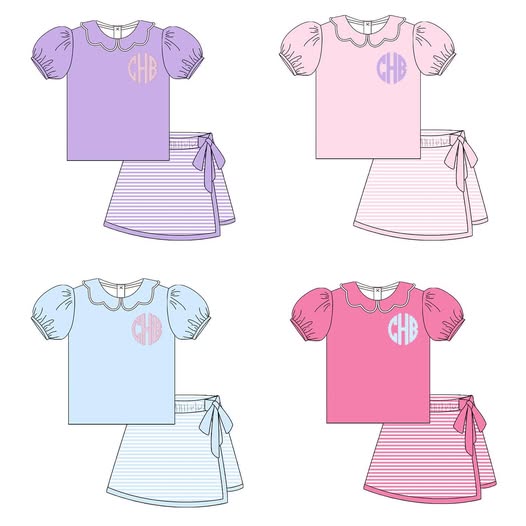 Girl Scallop Collar Skort Set (RTS)