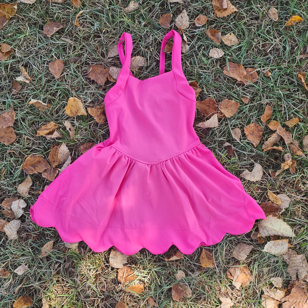 New Style Scalloped Athletic Dress - Hot Pink (RTS)