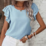 Women's Blue Ruffle Blouse (RTS)