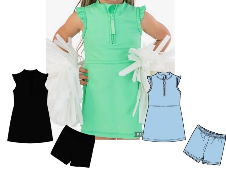 Ruffle Sleeve Zipper Athletic Dress (RTS)