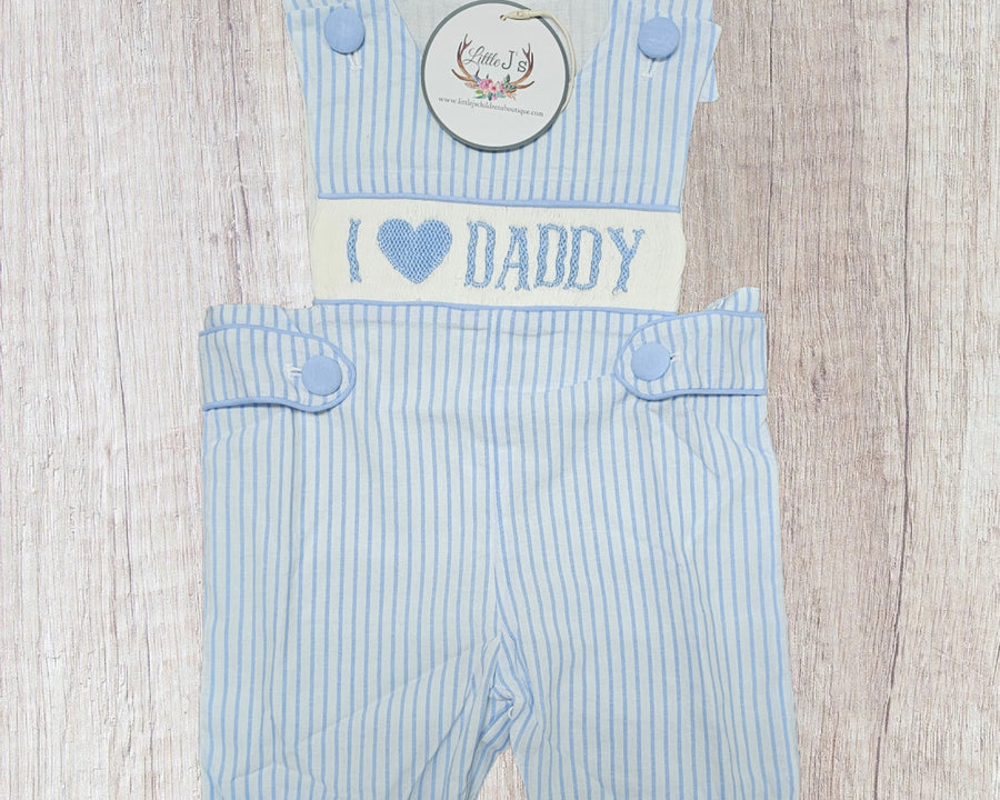 I Love Daddy Smock - Boy Romper (RTS)