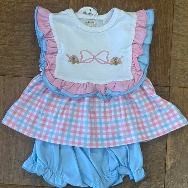Plaid Turkey Bloomer Set - Girl (RTS)