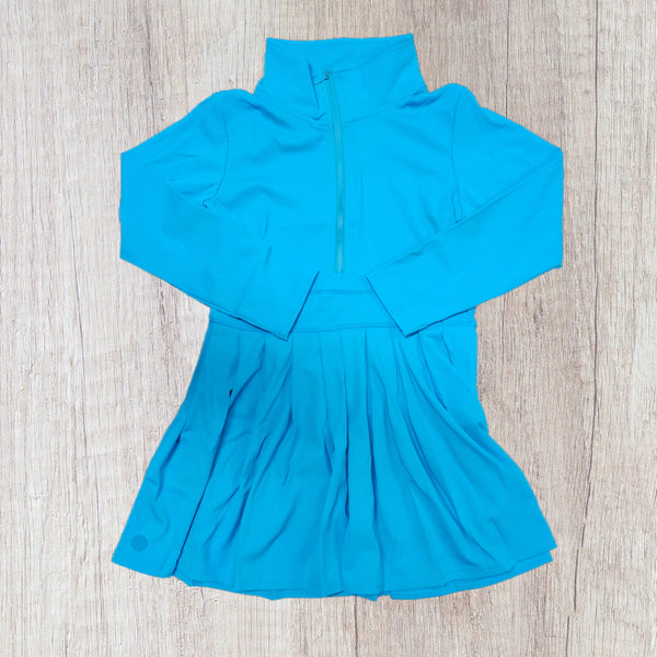 Collar Zipper Athletic Dress W/Logo - Blue (RTS)