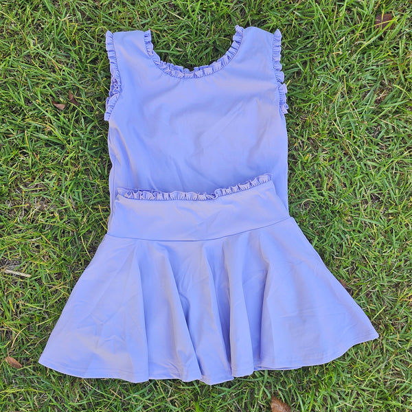 Ruffle Athletic Sets W/Logo - Purple (RTS)