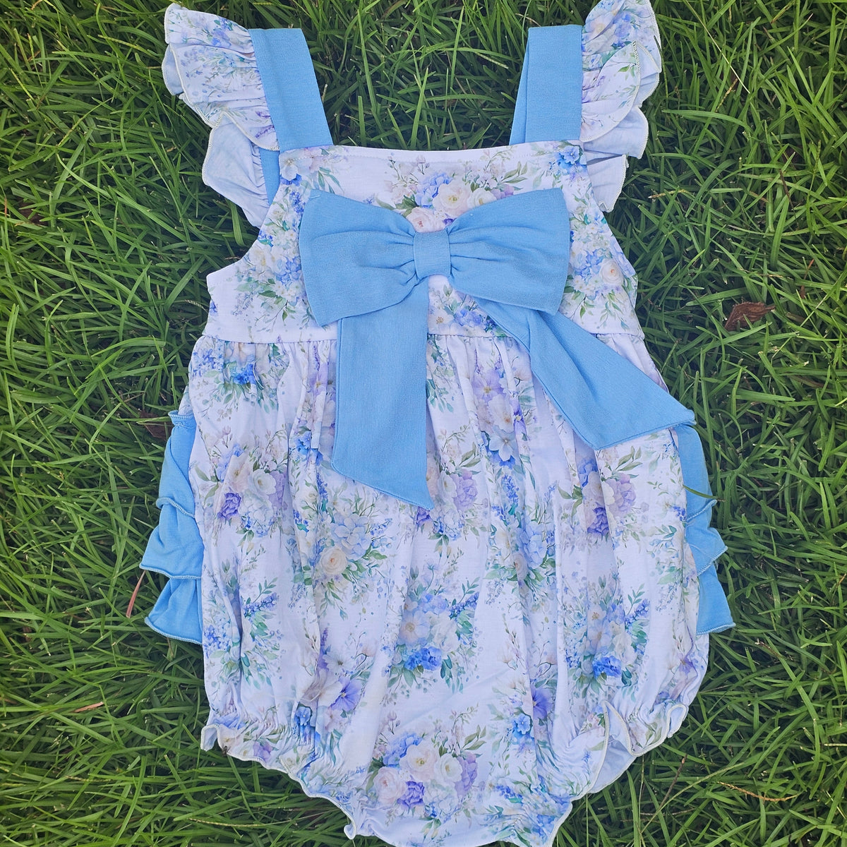 Blue Fancy Floral Collection - Girl Bubble (RTS)