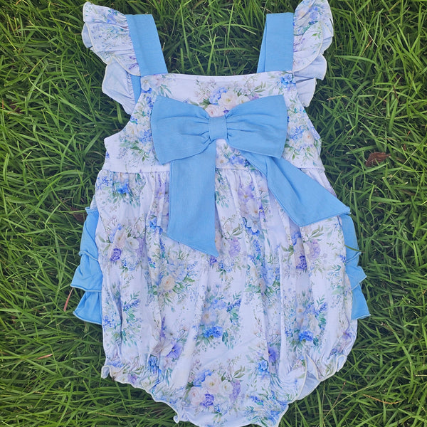 Blue Fancy Floral Collection - Girl Bubble (RTS)