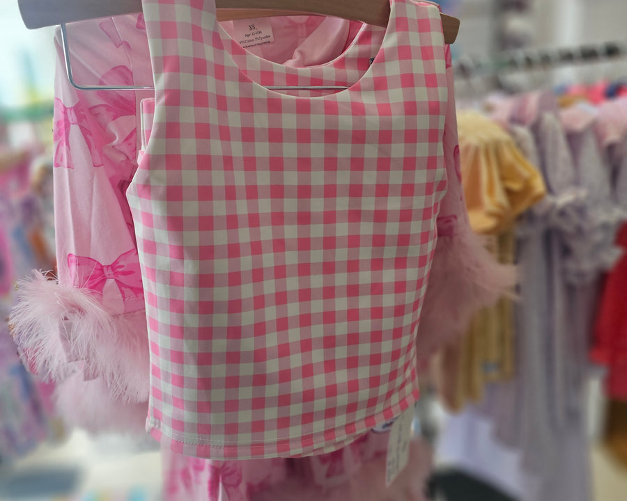 Summer Bright Athletic Set- Pink Gingham (RTS)