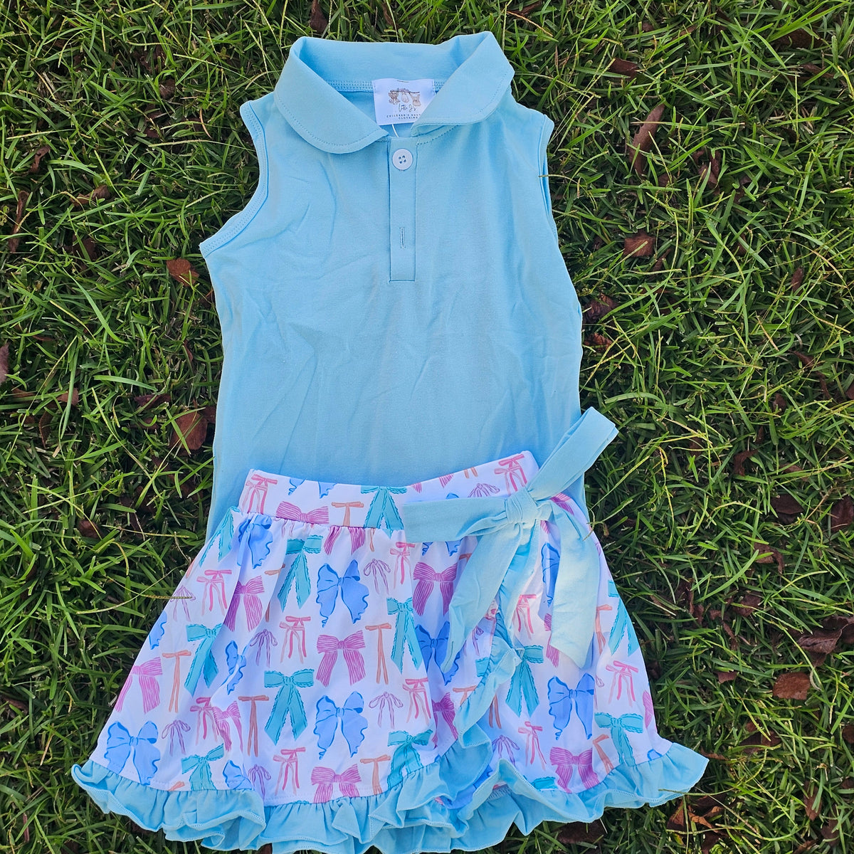 Sassy Skort Collection- Blue Bow (RTS)
