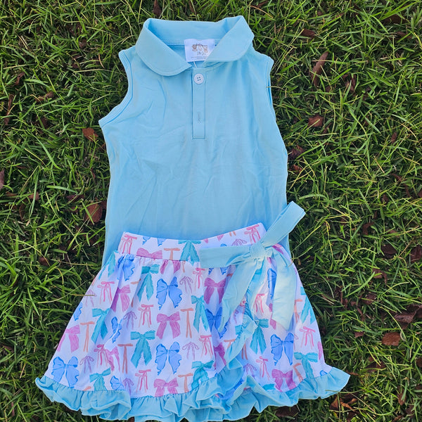 Sassy Skort Collection- Blue Bow (RTS)