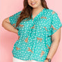 Women's Teal Leopard Blouse (RTS)