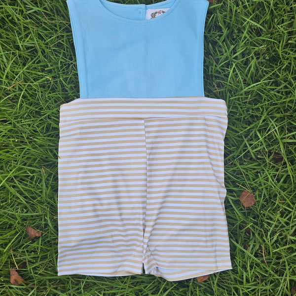 Maddie Grace's Floral & Stripes - Boy Romper (RTS)