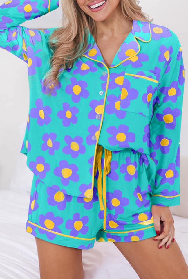 Women's Teal Floral Lounge (RTS)