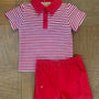 Striped Polo Sets - Red (RTS)
