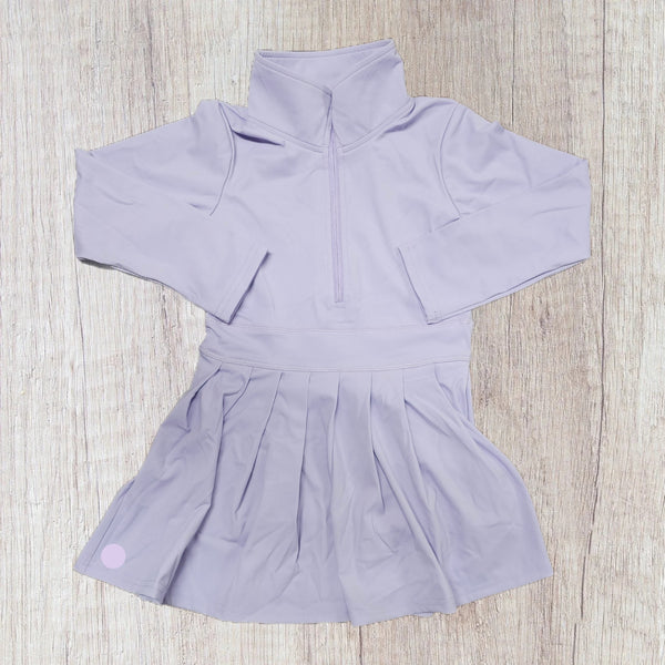 Collar Zipper Athletic Dress W/Logo - Purple (RTS)