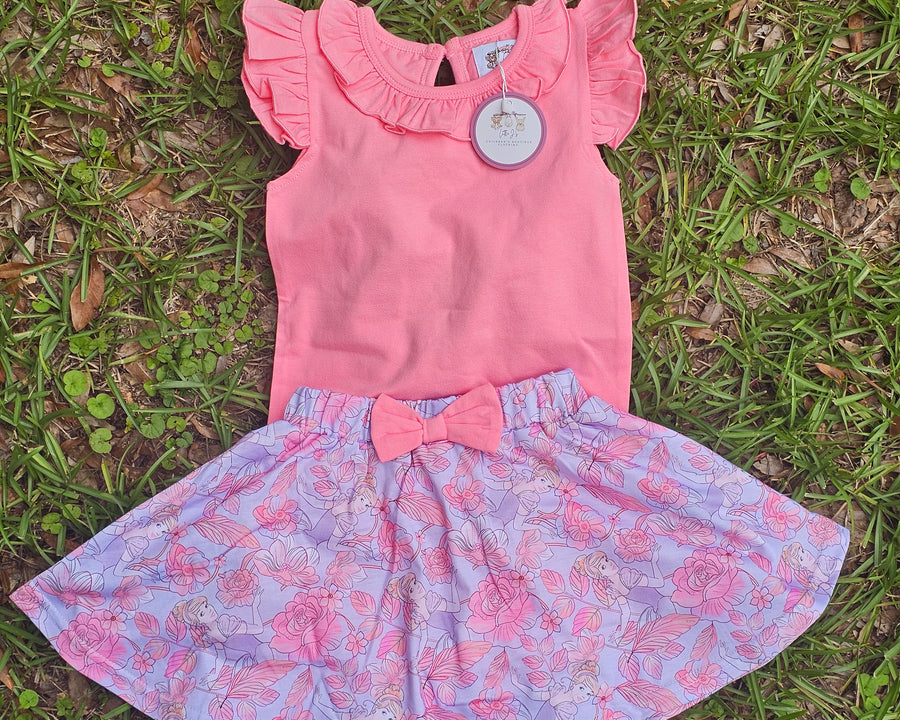 Watercolor Princess Skort Set - Pink (RTS)