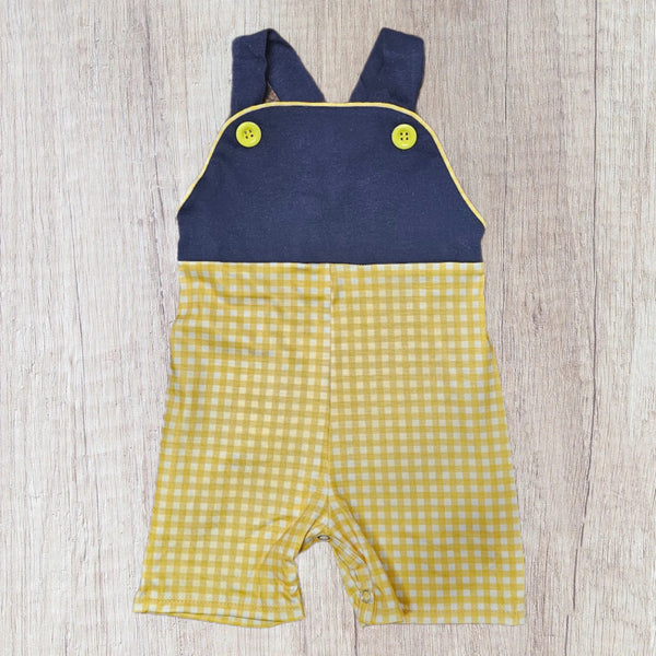 Navy & Mustard Gingham - Boy Romper (RTS)