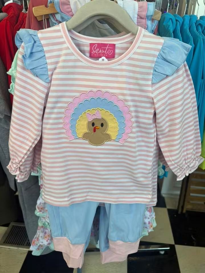 Stripe Turkey Pant Set - Girl (RTS)