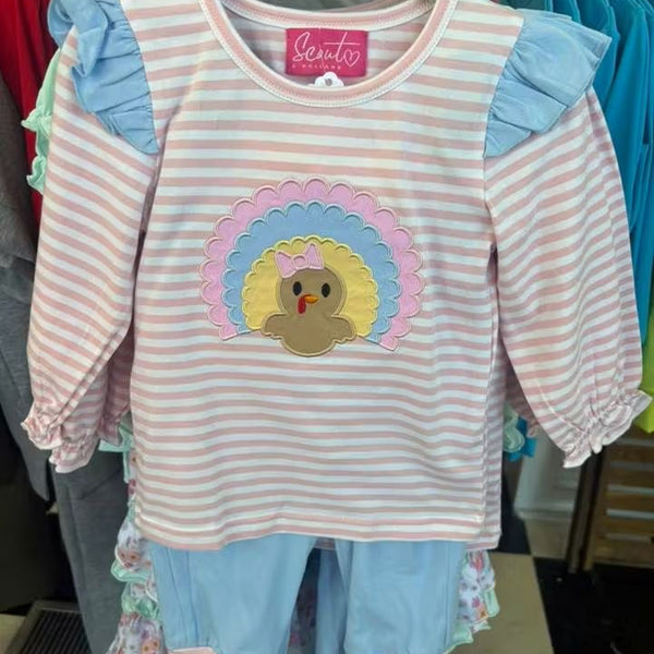 Stripe Turkey Pant Set - Girl (RTS)