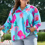 Women's Blue Floral Blouse (RTS)
