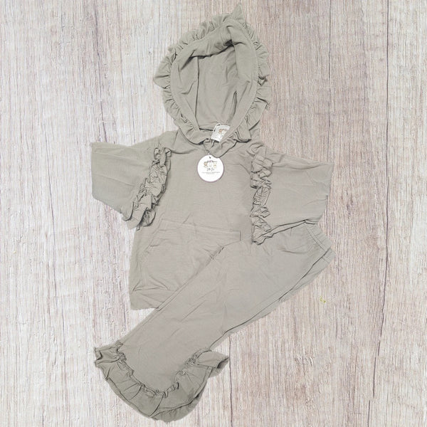Grey Ruffle Hooded Sets- Girls (RTS)