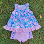 Blakely's Blue Floral & Gingham - Girl Set (RTS)