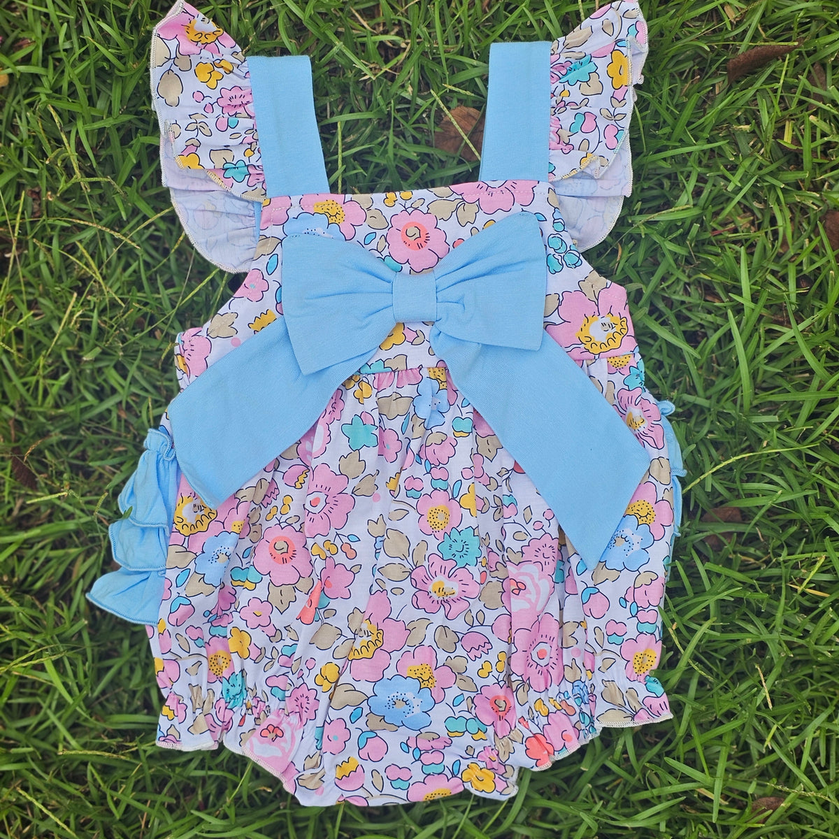 Maddie Grace's Floral & Stripes - Girl Bubble (RTS)