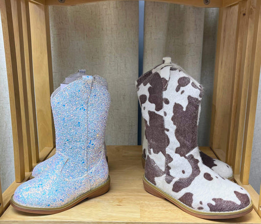 White Glitter Cowgirl Boots (RTS)