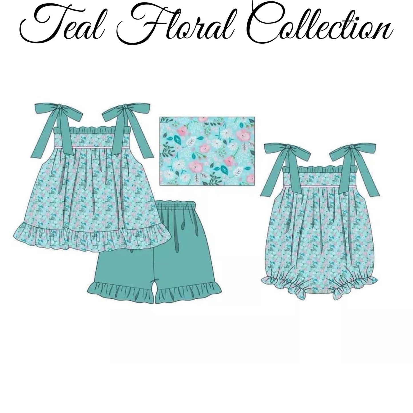Teal Floral Bubble (RTS)